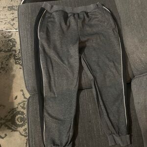 Men’s grey, black, and white sweat pants